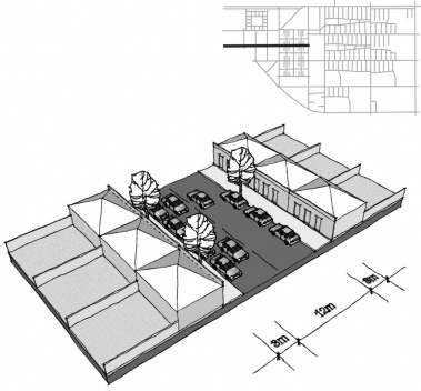 Fig. 9 – Configuração e localização esquemática da Rua Stefan Dudas, principal eixo de comércio da cidade