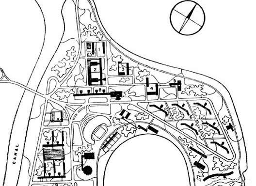 Plano Geral para a Cidade Universitária – Universidade do Brasil, detalhe do Estádio Universitário. Jorge Machado Moreira, 1954