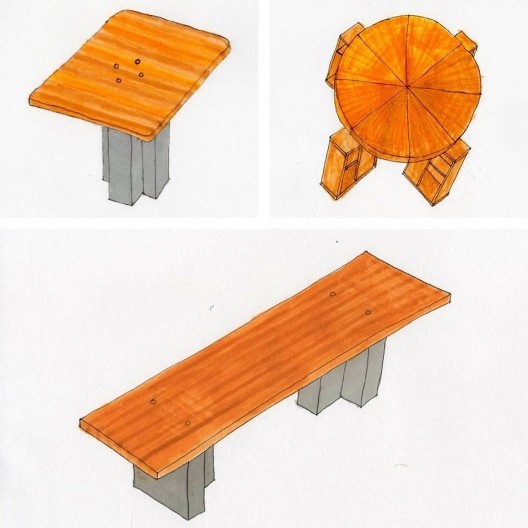 Sesc Pompeia, mobiliário em madeira, São Paulo. Arquiteta Lina Bo Bardi