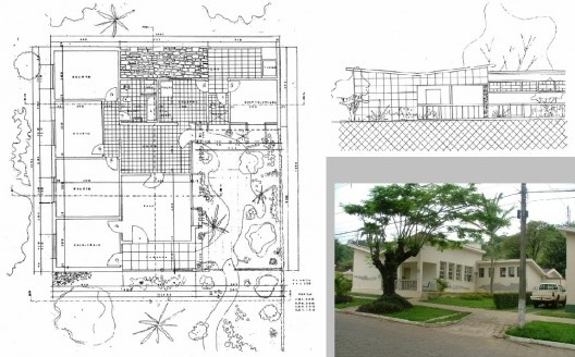 Residência da Vila Giannetti. Planta baixa e fachada frontal