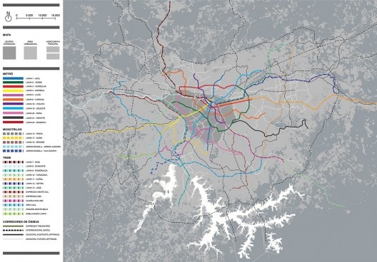 Ilustração baseada no estudo de Rede Futura para 2030 Atualização da Rede de Alta e Média Capacidade de Transporte na RMSP”