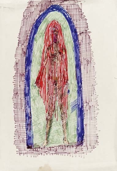 Bruno Giorgi, Santa Maria Egipcíaca, década de 1960, caneta hidrográfica sobre papel, 32 x 21cm