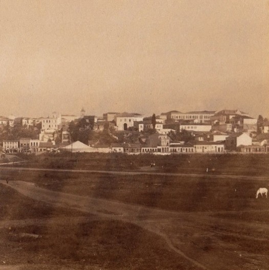 Vista geral da cidade de São Paulo, detalhe da foto direita, c.1875, fotógrafo desconhecido
