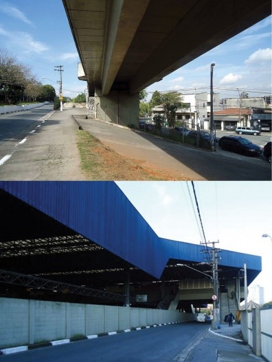 Percurso final entre a saída da estação de trem até o Terminal de Ônibus Santo Amaro