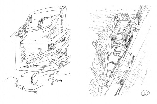 Sede da Fundação Iberê Camargo, croquis de concepção. Arquiteto Álvaro Siza, 2008