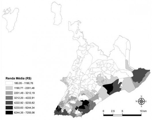 Percentual de pessoas na cor/raça negra por bairros