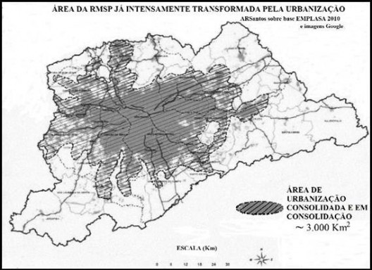 Área da RMSP já intensamente transformada pela urbanização. (ver nota 2)