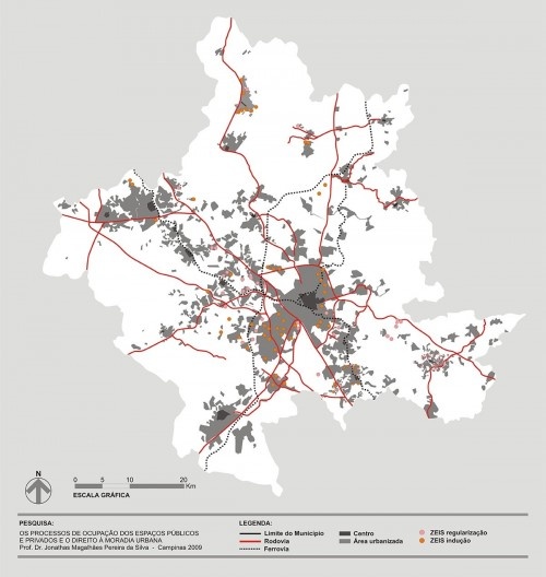 Base cartográfica com a localização das ZEIS na Região Metropolitana de Campinas
