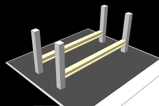 Loja Forma, estrutura básica com pilares e vigas duplo T protendidas. Arquiteto Paulo Mendes da Rocha