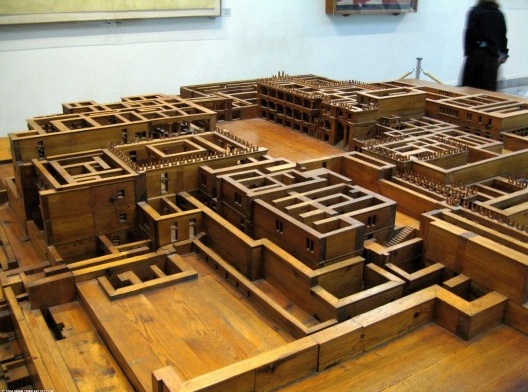 Maquete contemporânea de reconstituição do Palácio de Cnossos, feita em madeira, Museu Heraklion, Creta