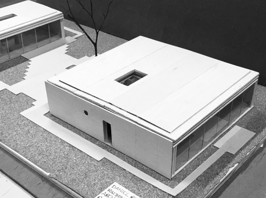 Casa Rogers, foto da maquete desenvolvida pelos alunos da disciplina Desenho Arquitetônico da Universidade São Judas Tadeu em 2018, Richard Rogers e Su Rogers, 1968-1969.