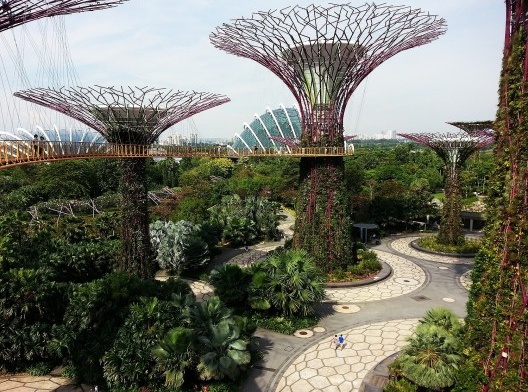 Gardens by the Bay, destaque para as árvores tecnológicas. Cingapura