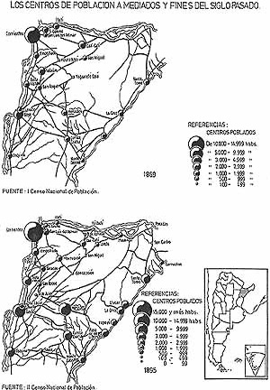 Os centros de povoamento nos meados e no final do século XIX