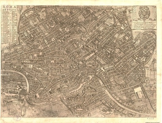 Roma antiga (material cartográfico) / Ioanni — plantas urbanas renascentistas, exibindo as muralhas em voo de pássaro