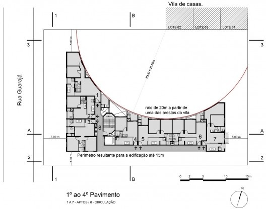 Planta do primeiro ao quarto pavimento