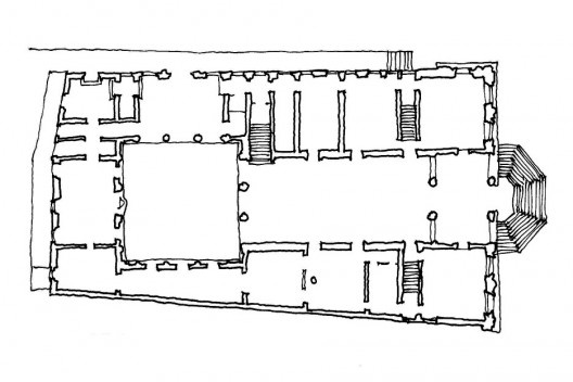 Palazzo Corner della Cá Grande em Veneza. Planta organizada em torno das salas centrais alongadas.