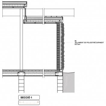 Casa Jardí 03, cortes de detalhes, Igualada, Barcelona. Arquitetos Manuel Bailo e Rosa Rull, 2007