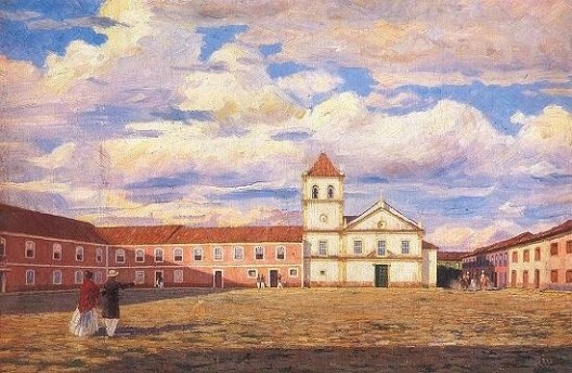 Pátio do Colégio, óleo 100x66 cm. José Wasth Rodrigues, 1918