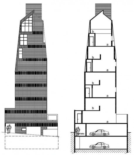 Elevação e corte do Edifício Loft