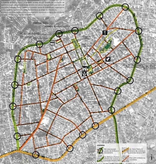 1º lugar Concurso Mercado Público de Lages, esquema de mobilidade urbana, Lages. Escritórios Zulian Broering + Zanatta Figueiredo