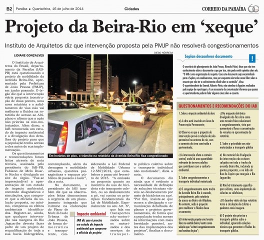 Matéria publicada no Correio da Paraíba no dia 16 de julho de 2014