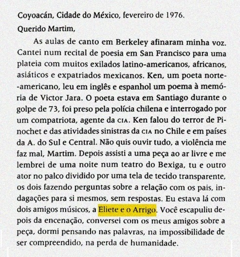 Carta da Cantora para Martim, “Pontos de Fuga”, de Milton Hatoum, p. 201-202