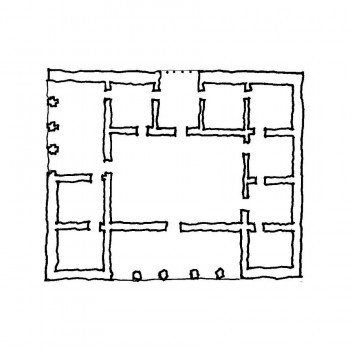 A exemplo de outras villas da região de Frascatti, a Rufina adotou a sala central como elemento organizador.