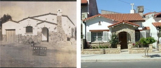 Chalets “estilo Mar del Plata” (calle Jujuy 319, foto de 1938, finalizado en 1935/ calle Necochea 3564, foto de 2011, finalizado en 1945)