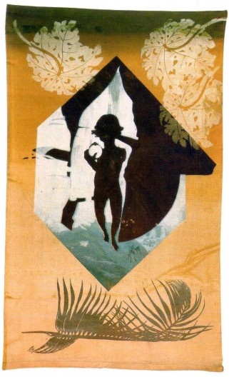 Menino com mundinho, serigrafia s/ tecido, 140x96cm, 1978c. Coleção Ofélia Rodrigues