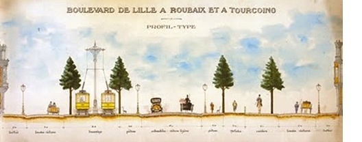 Grand Boulevard, corte transversal, Lille, 1909