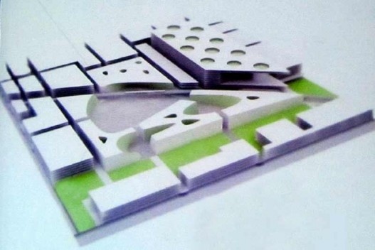 Volumetria da praça central de Masdar.