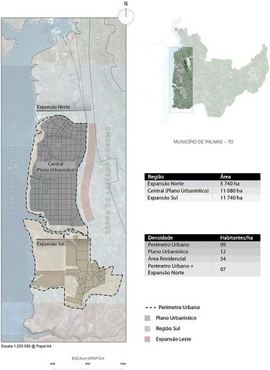 Densidade e áreas de Palmas TO