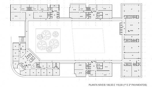 Planta dos pavimentos 1° e 2°