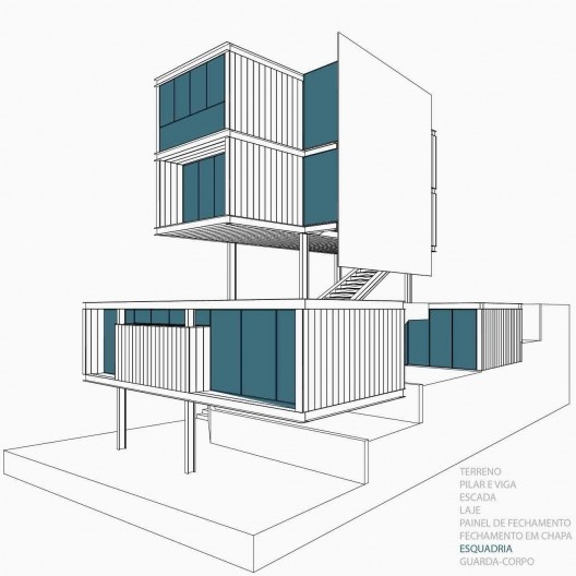 Estúdio Madalena, diagrama de montagem, São Paulo, 2015. Apiacás Arquitetos