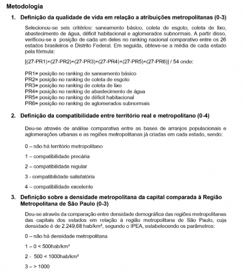 Metodologia adotada para classificação dos estados a partir de determinadas variáveis