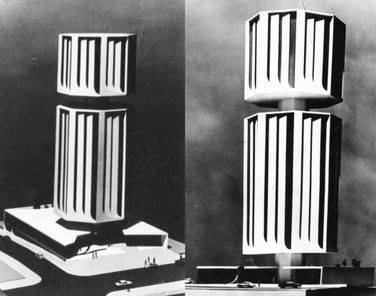 Maquete do primeiro estudo da sede do Banco Safra (1974)