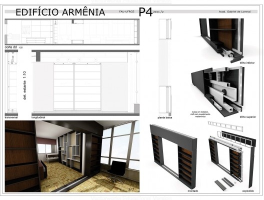 Edifício Armênia, prancha do trabalho do aluno Gabriel de Lorenzi, 2011/2