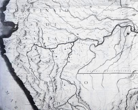 Mapa geográfico de la maior parte de la América Meridional que comprehende los paises por donde debe trazarse la linea divisoria de los dominios de España y Portugal. Por Francisco Requena y Herrera