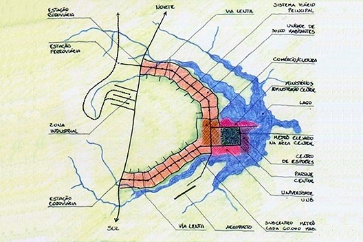 Plano Piloto de Brasília, concurso nacional, 1957. Arquiteto Joaquim Guedes e equipe