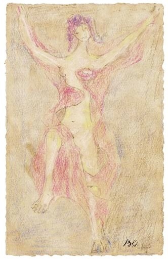 Bruno Giorgi, Figura feminina, década de 1970, lápis de cor, grafite e crayon sobre papel, monogramado BG no canto inferior direito