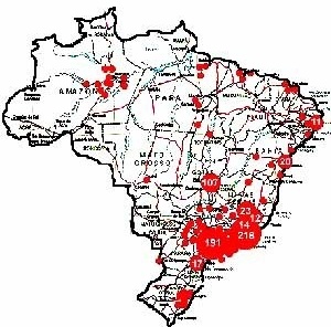 Figura 3 - Localização das obras brasileiras citadas no exterior