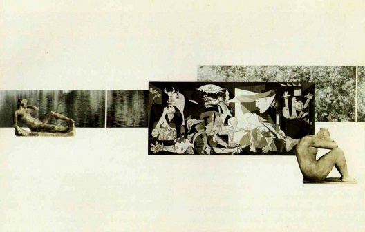 Collage fotográfico. Museu para uma Cidade Pequena. Mies Van der Rohe, 1940-1943