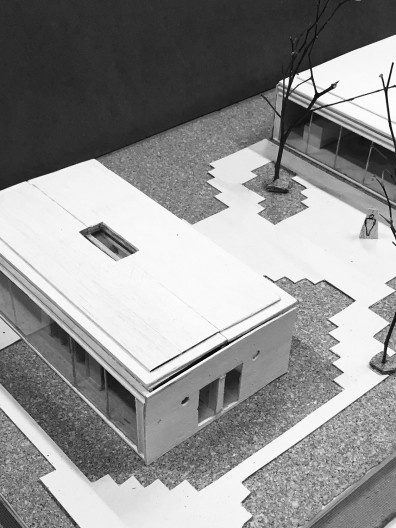 Casa Rogers, foto da maquete desenvolvida pelos alunos da disciplina Desenho Arquitetônico da Universidade São Judas Tadeu em 2018, Richard Rogers e Su Rogers, 1968-1969.