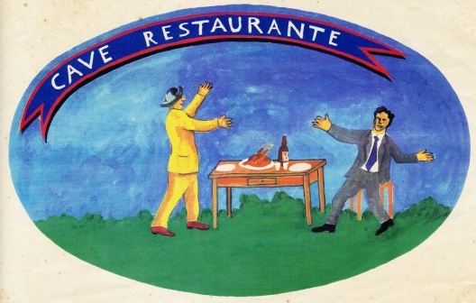 Cave Restaurante, projeto para a Nova Prefeitura de São Paulo, placa interna em aço, pintura de Victor Nosek, 1992