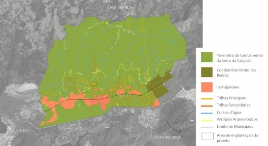 Serra da Calçada, mapa de localização, Brumadinho MG