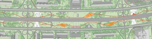 Ciclovia articulada ao eixo rodoviário: transporte alternativo proposto na escala da capital. Concurso Passagens sob o Eixão. Primeiro colocado