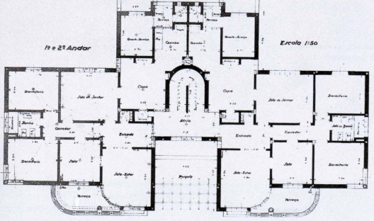 Fig. 04 - Edifício Nicolau Schiesser, Rua Augusta, São Paulo, Rino Levi, 1933. Planta tipo