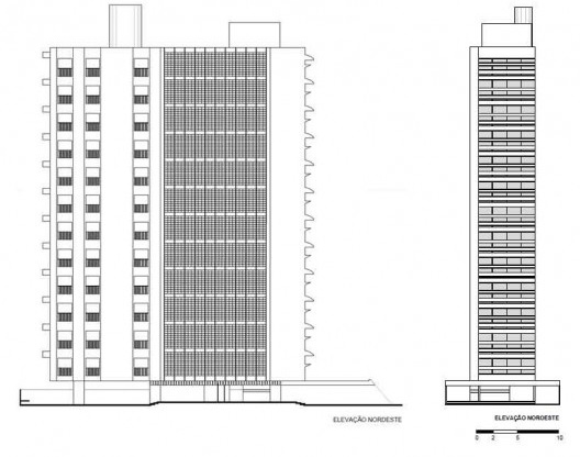 Edifício Guaimbê, elevações nordeste e noroeste