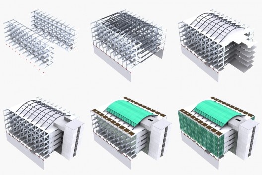 Sede do Conselho Federal de Engenharia, Arquitetura e Agronomia – Confea, esquema estrutural, Brasília, 2007. Arquitetos Pedro Paulo de Melo Saraiva, Pedro de Melo Saraiva e Fernando de Magalhães Mendonça