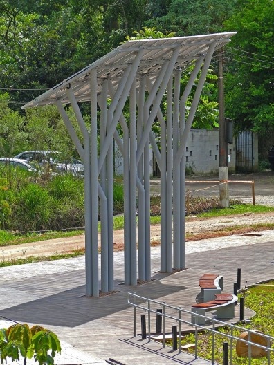 Sede Administrativa do Parque Natural Fazenda do Carmo, detalhe das árvores solares, São Paulo, Secretaria do Verde e Meio Ambiente – SVMA, 2018